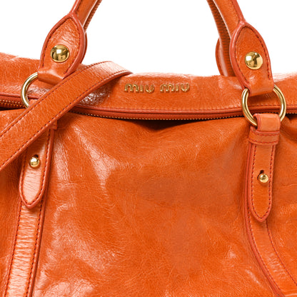 Miu Miu Vitello Lux Medium Bow Bag Amarena 7 of 9