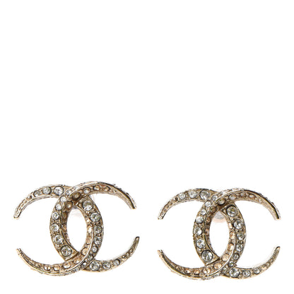 Chanel Crystal CC Moon Earrings Gold 1 of 5