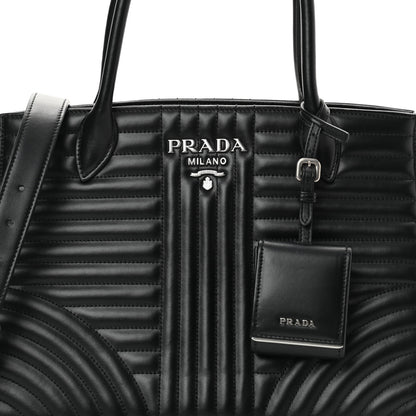 Prada Soft Calfskin Impunture Diagramme Tote Black 7 of 11