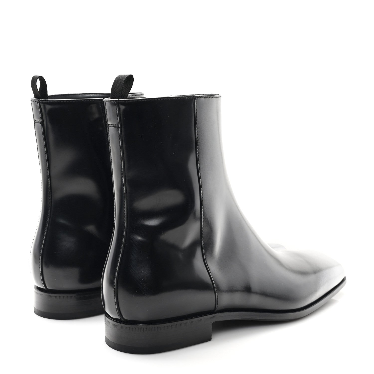 Prada Spazzolato Sfumato Mens Square Toe Ankle Boots 10 Black Argento 5 of 9