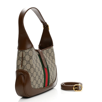 Gucci GG Supreme Monogram Azalea Calfskin Web Small Jackie 1961 Hobo Beige Ebony Brown Sugar 3 of 9