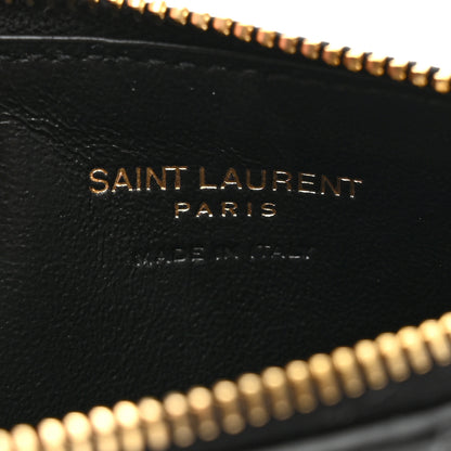 Saint Laurent Grained Calfskin Monogram 5 Fragments Zip Pouch Card Holder Black 6 of 6