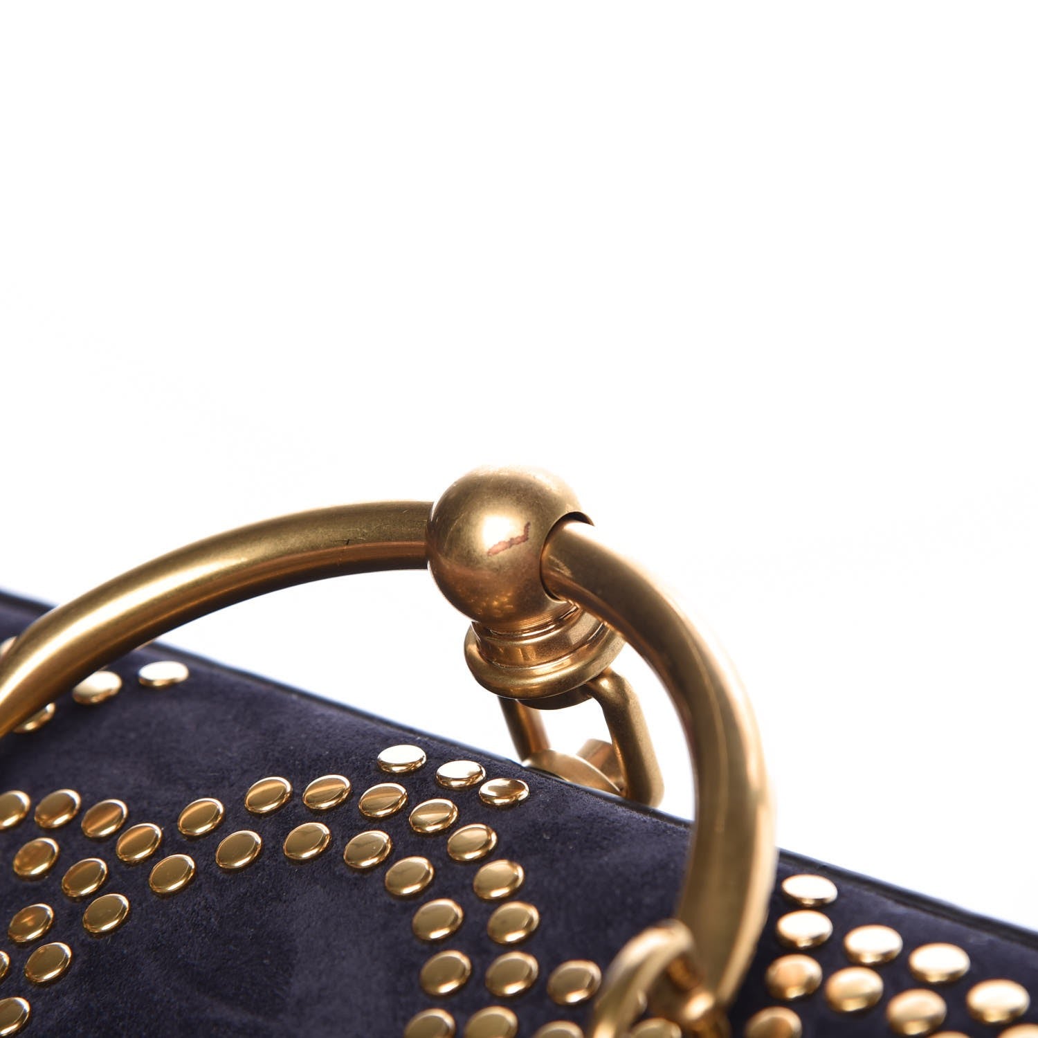 Chloe Suede Calfskin Constellation Studded Small Nile Bracelet Minaudiere Bag Full Blue 9 of 11