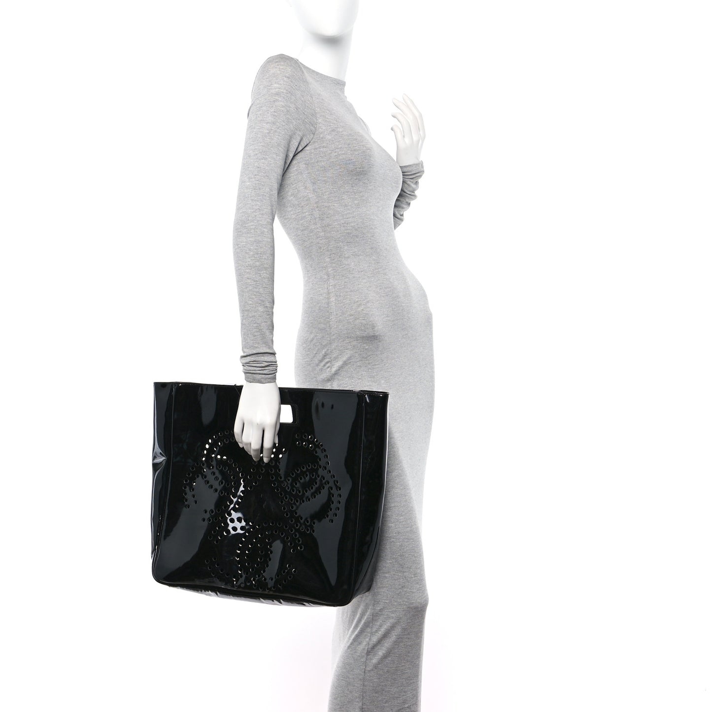 Patent Perforated CC Handle Bag Black