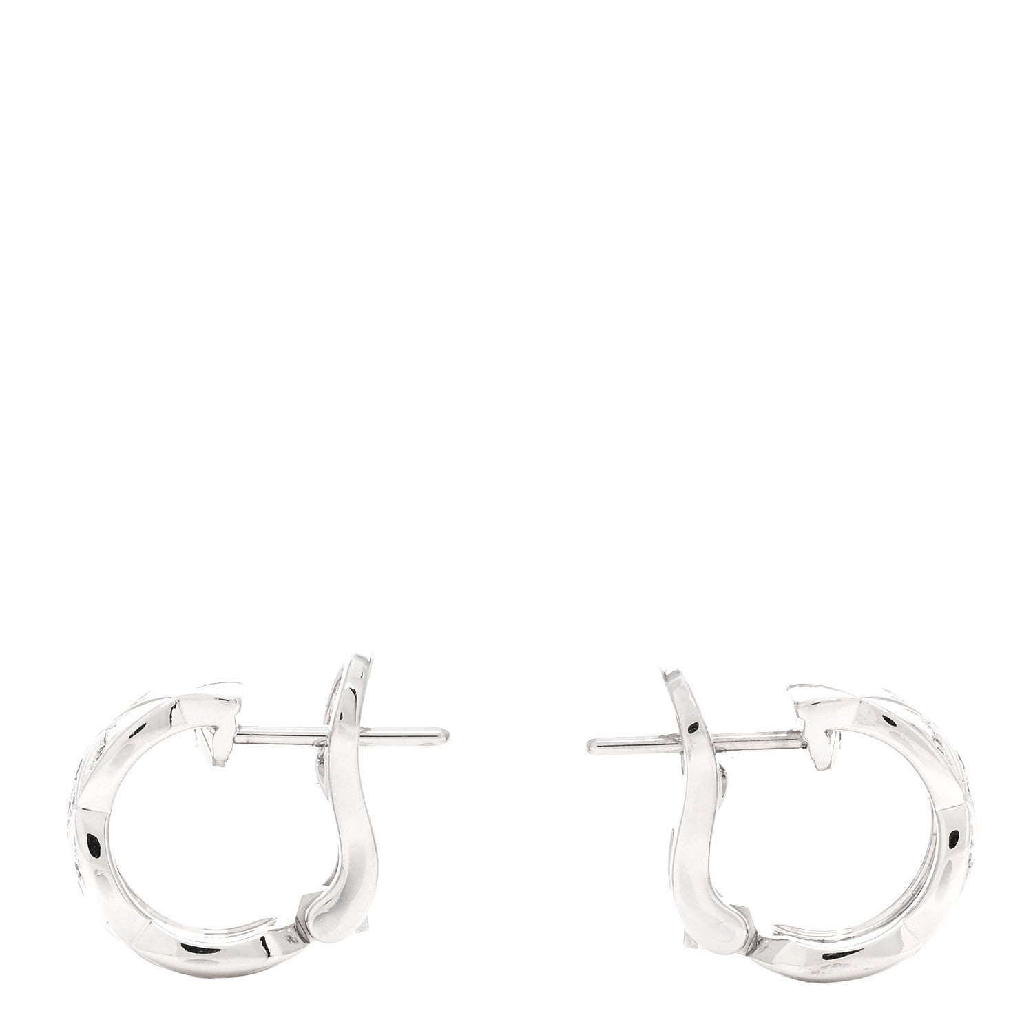 Chanel 18K White Gold Diamond Coco Crush Wide Hoop Earrings 3 of 5