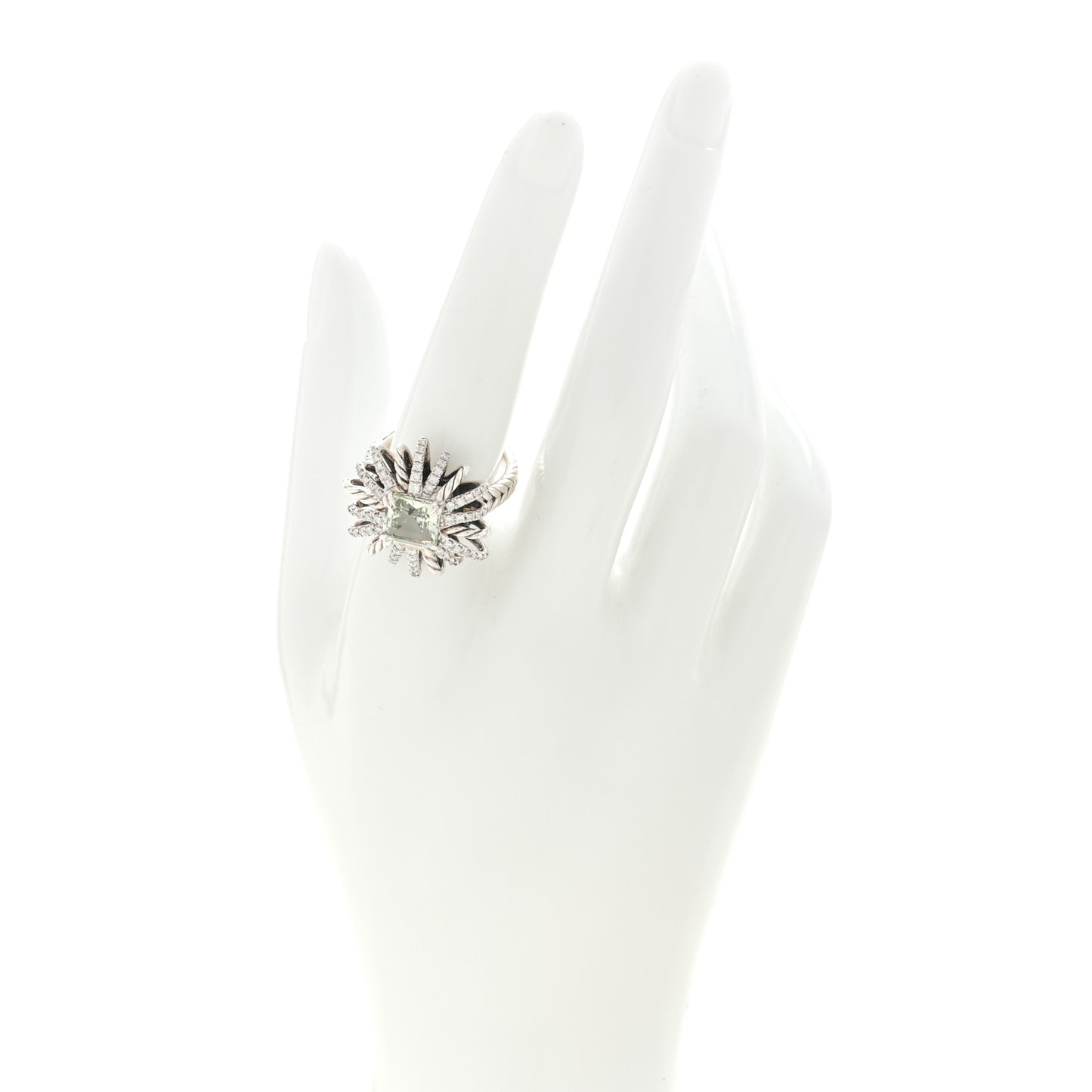 Sterling Silver Diamond Prasiolite Starburst Ring 57 8