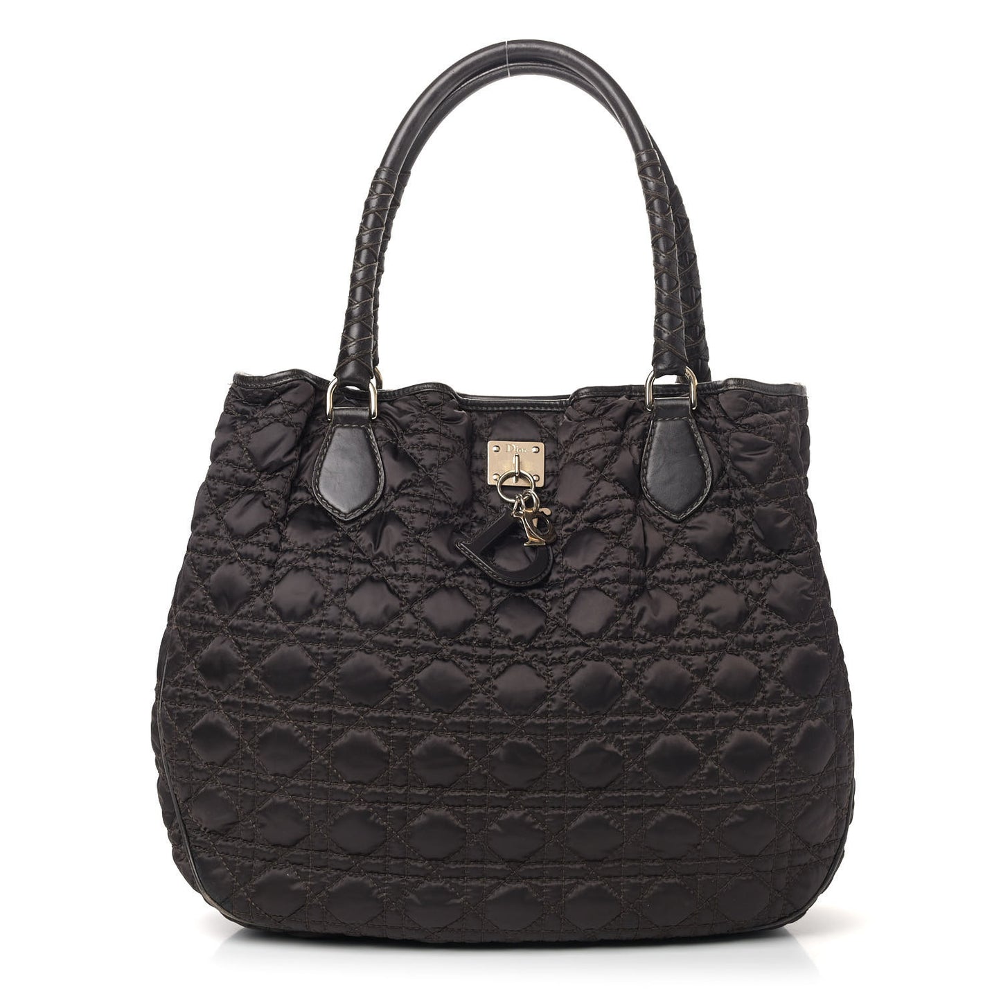 Nylon Cannage Shopper Tote Brown