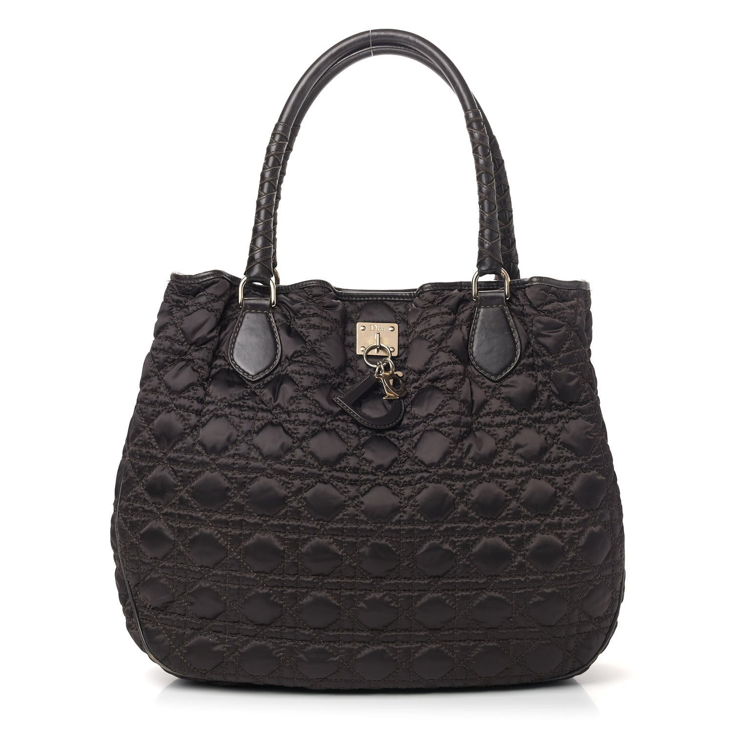 Christian Dior Nylon Cannage Shopper Tote Brown 1 of 12