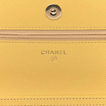 Chanel Caviar Quilted Tiny CC Wallet On Chain WOC Yellow 6 of 13