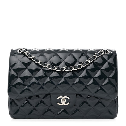 Chanel Patent Quilted Jumbo Double Flap Navy 1 of 12