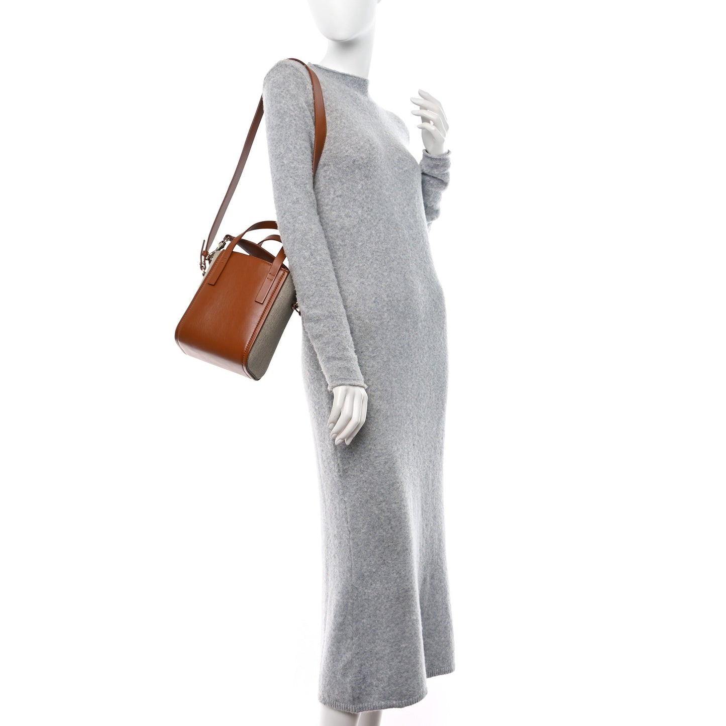 Linen Calfskin Small Sense Tote Bag Orange