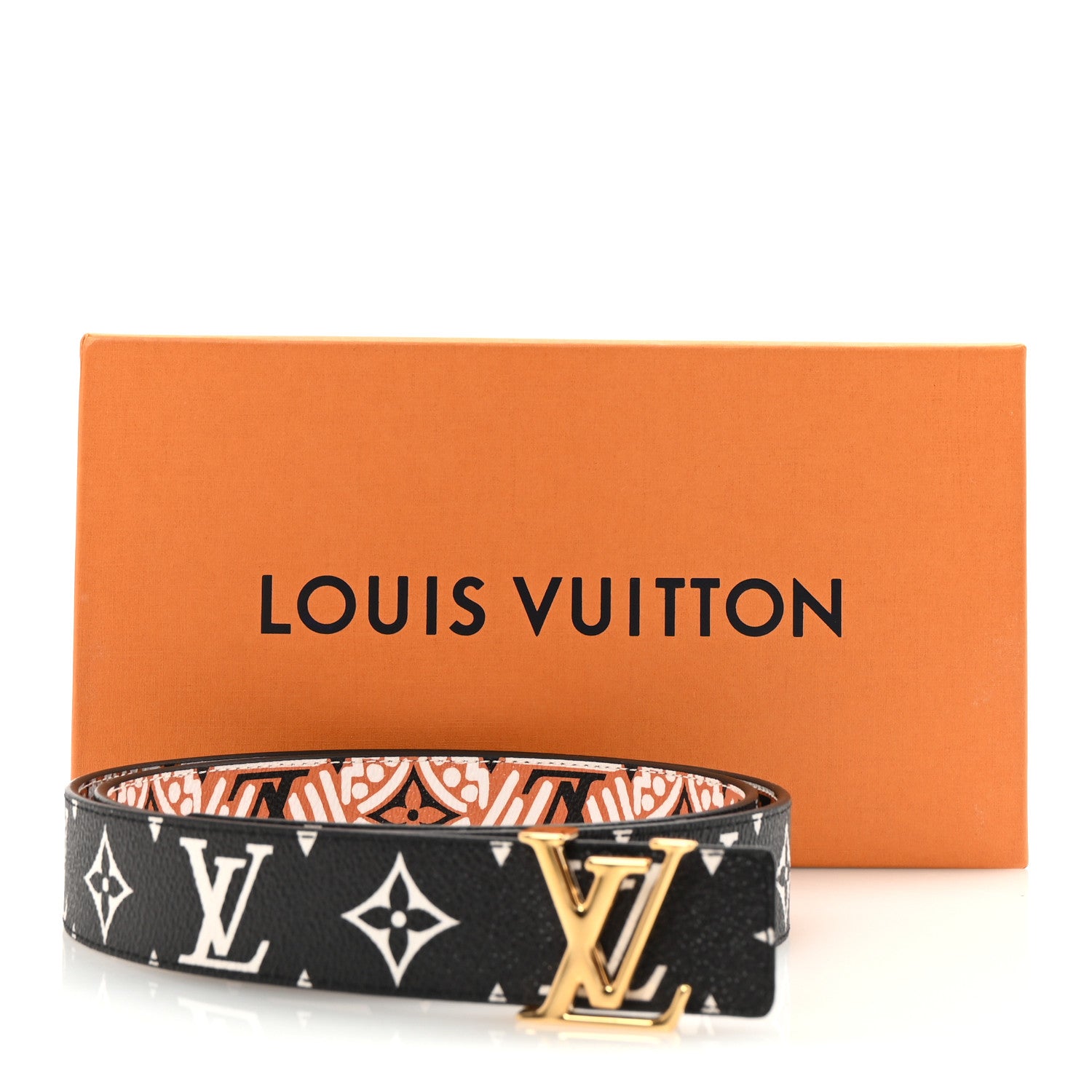 Louis Vuitton Monogram Crafty 30mm Iconic Reversible 90 36 Belt Caramel Cream Black 5 of 5