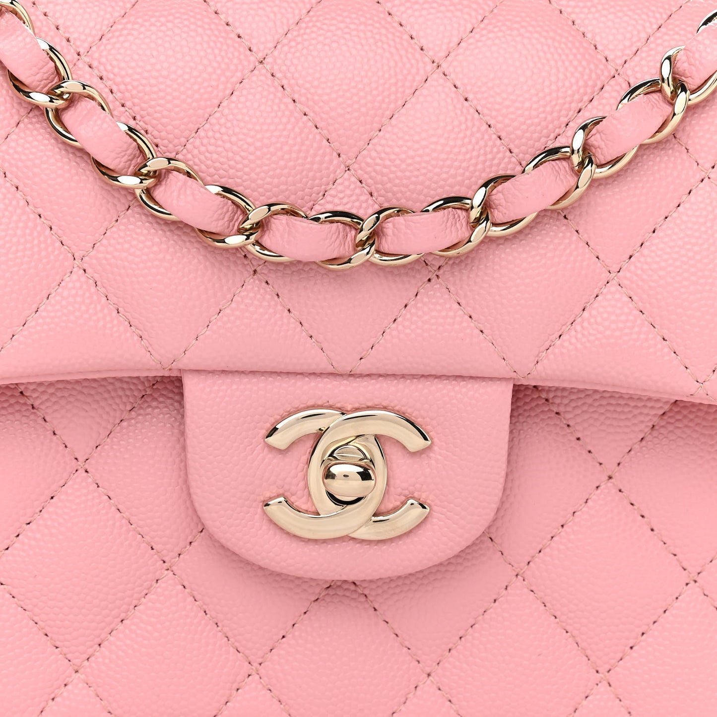 Caviar Quilted Small Double Flap Pink