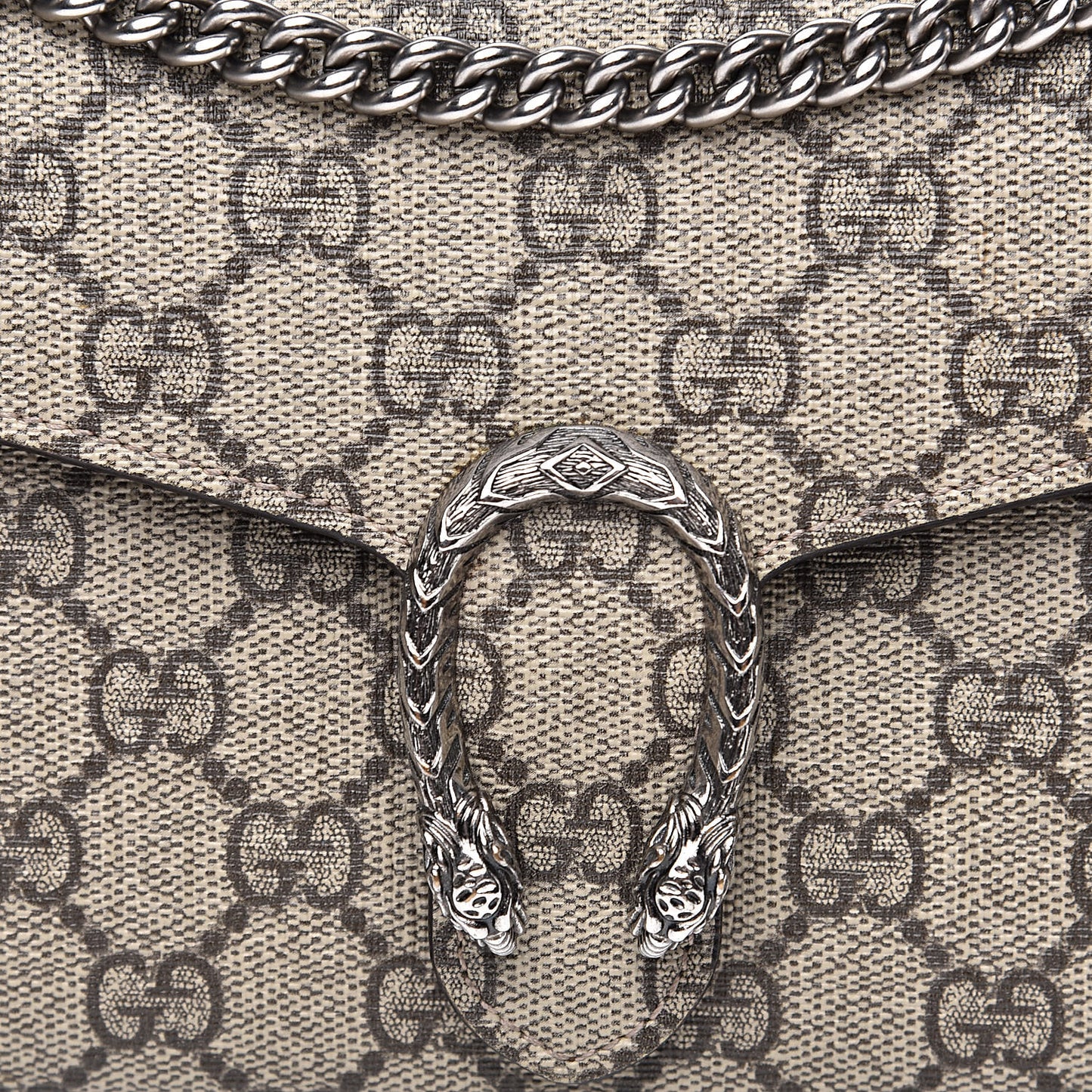 GG Supreme Monogram Mini Dionysus Chain Wallet Beige Taupe