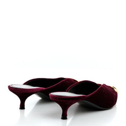 Balenciaga Velvet Extreme BB Knife Pointed Toe 40mm Mules 38.5 Rouge Prune 4 of 9
