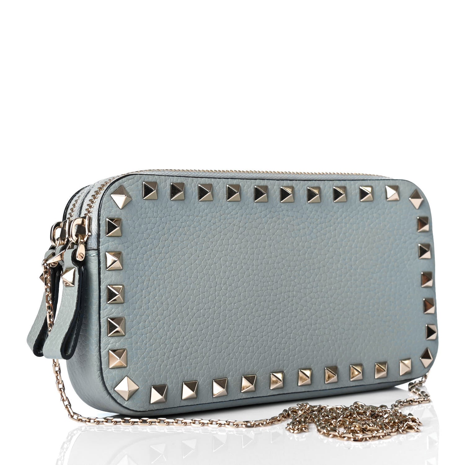 Valentino Garavani Pebbled Calfskin Rockstud Double Zip Camera Crossbody Bag Nube 2 of 4