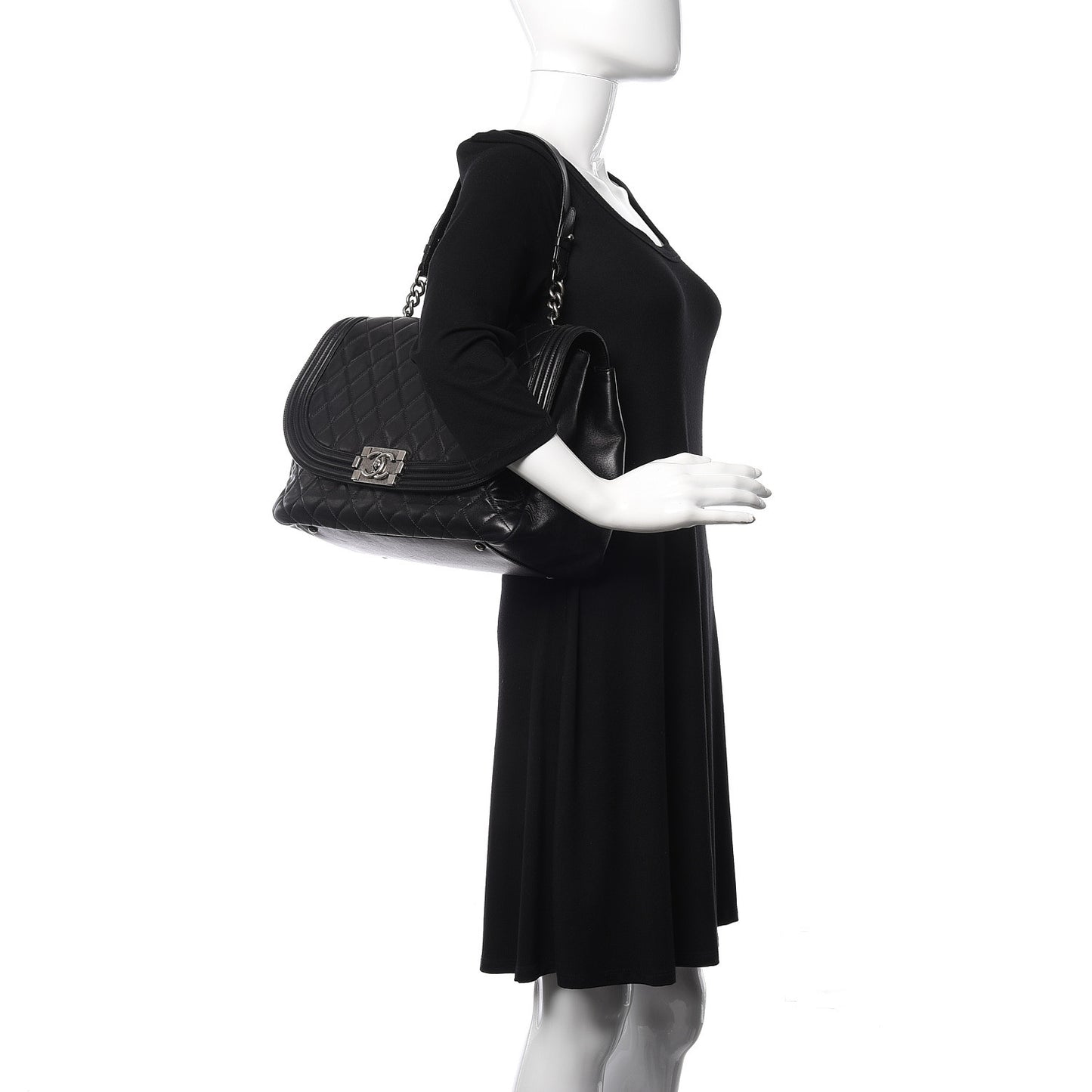 Lambskin Quilted Large Antik Boy Flap Black