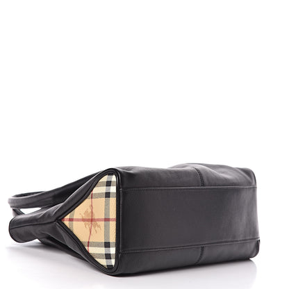 Burberry Smooth Calfskin Haymarket Check Horn Shoulder Bag Black 4 of 9