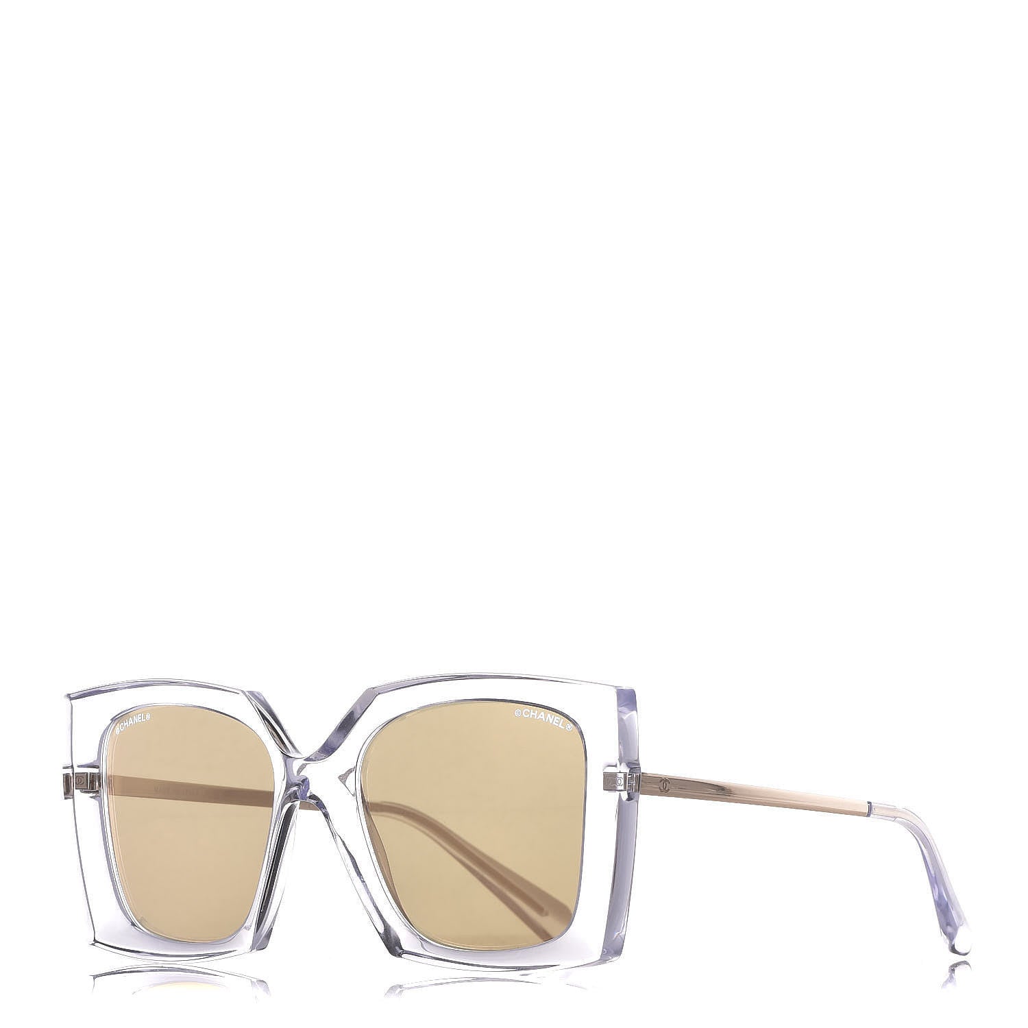 Chanel 24K Gold Mirror Square Sunglasses 6051 Transparent 1 of 9