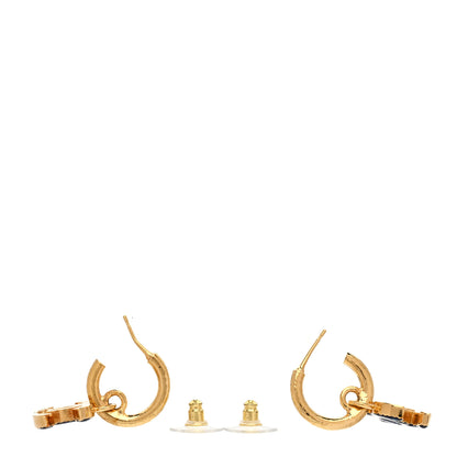 Chanel Metal Enamel CC Denim Drop Earrings Gold Blue 3 of 4
