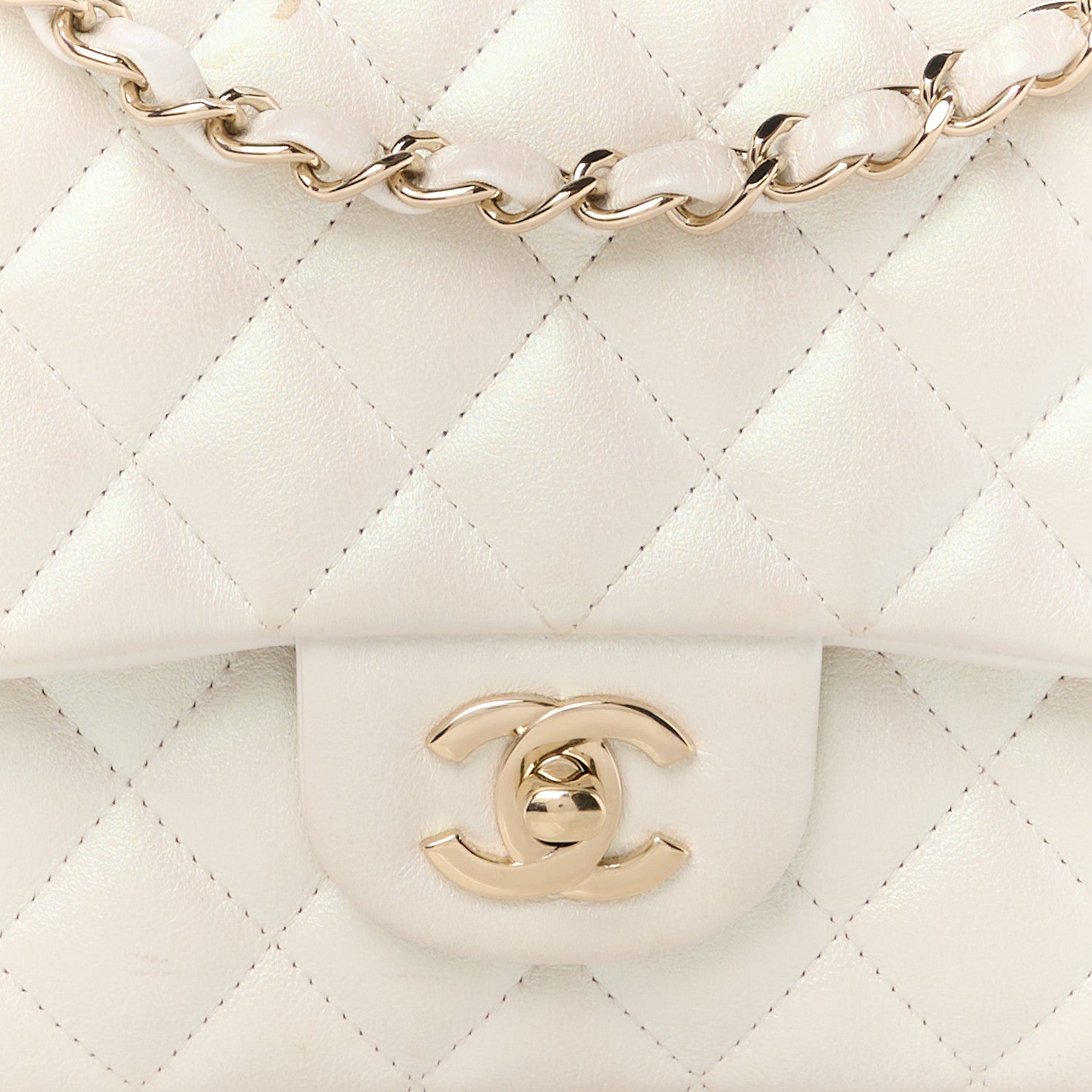 Chanel Iridescent Calfskin Quilted Medium Double Flap White 9 of 12