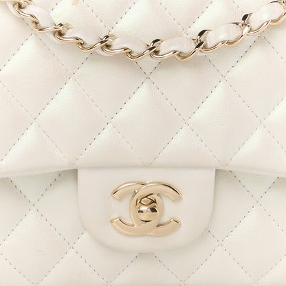 Chanel Iridescent Calfskin Quilted Medium Double Flap White 9 of 12
