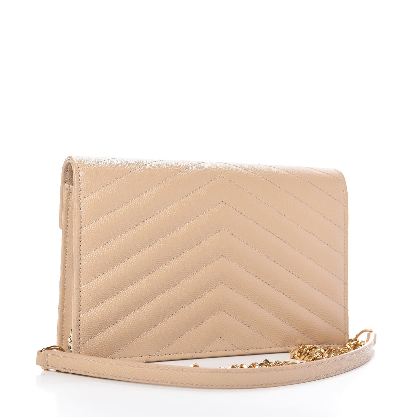 Grain De Poudre Matelasse Chevron Monogram Envelope Chain Wallet Nude Powder