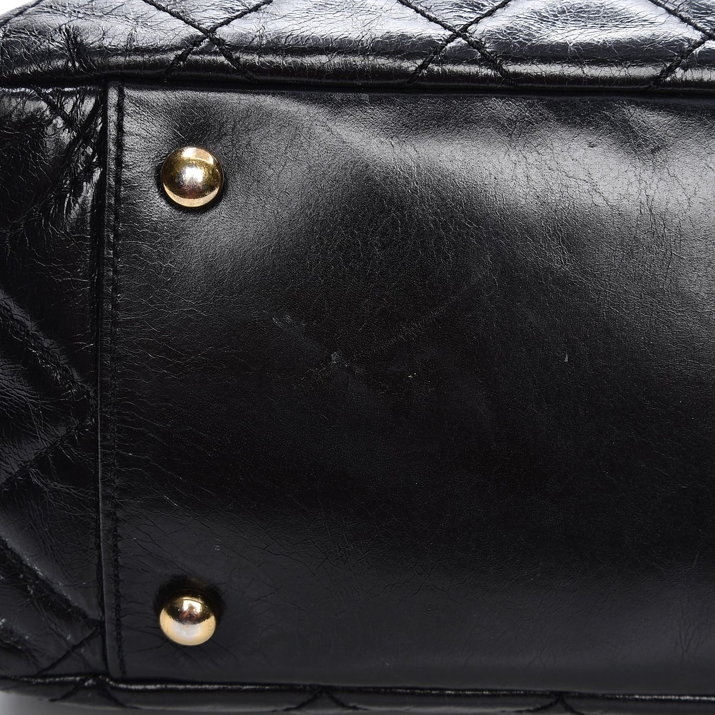 Glazed Calfskin Castle Rock Large Flap Black Burgundy