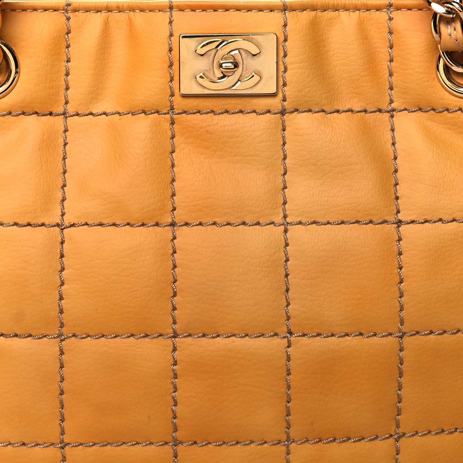 Chanel Lambskin Square Stitched Shoulder Bag Yellow 9 of 11
