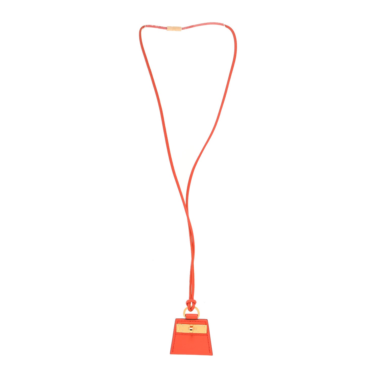 Hermes Swift Small Monpetitkelly Pendant Necklace Orange Poppy 3 of 5