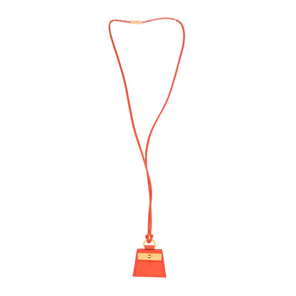 Hermes Swift Small Monpetitkelly Pendant Necklace Orange Poppy 3 of 5