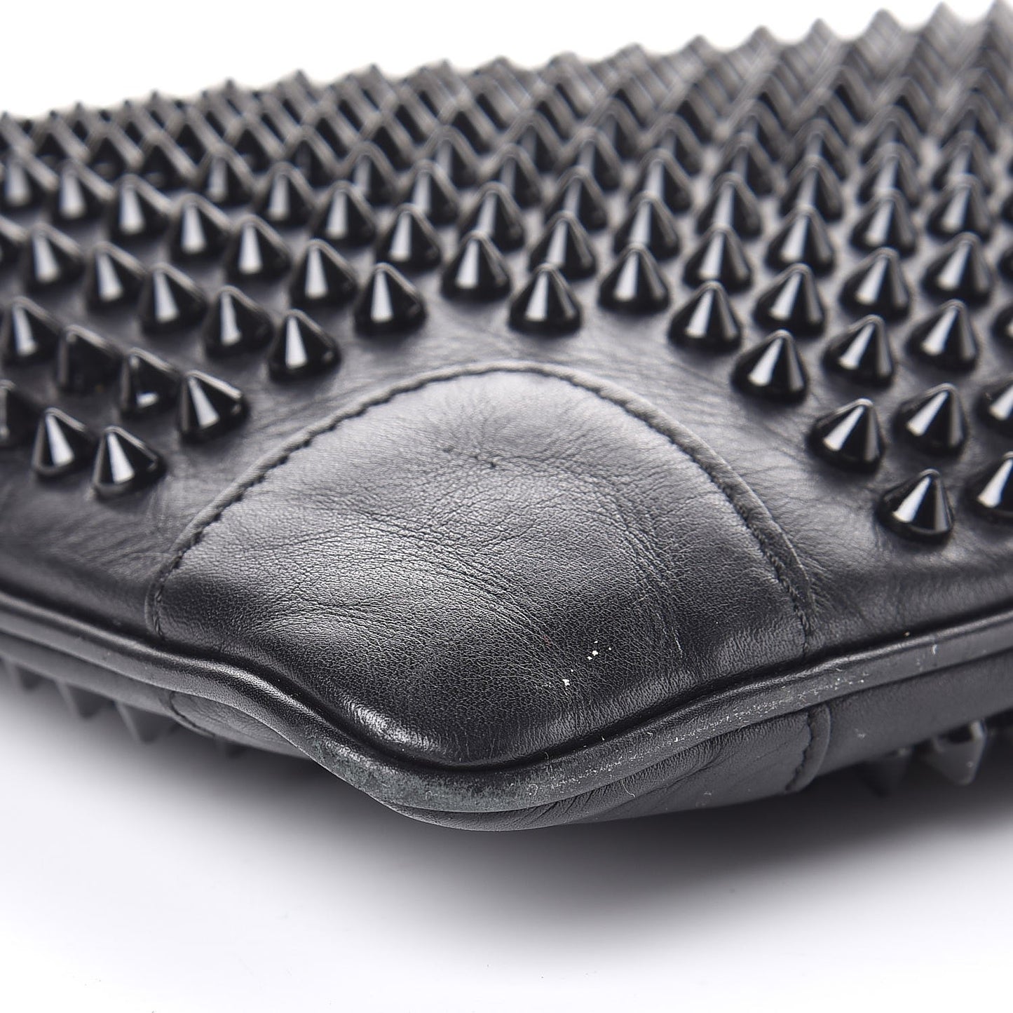 Calfskin Studded Loubiposh Clutch Black