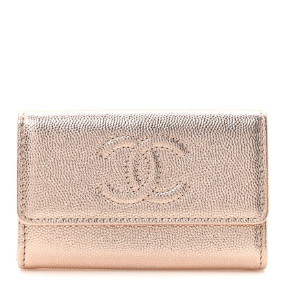 Chanel Metallic Caviar Quilted CC Flap Card Holder Copper 1 of 8
