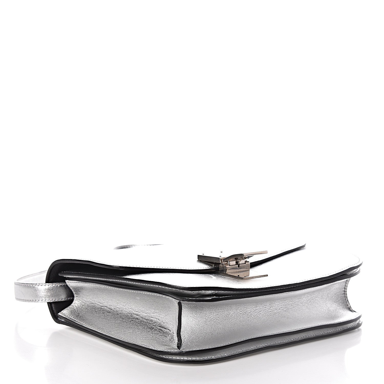 Celine Laminated Lambskin Medium Classic Box Flap Bag Silver 4 of 19