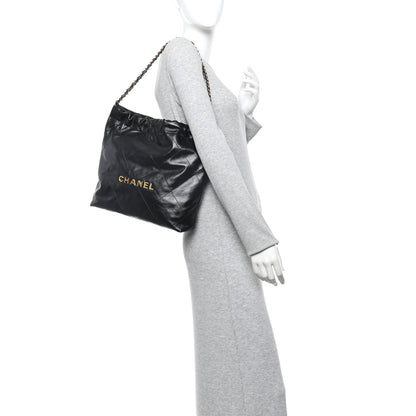 Chanel Shiny Calfskin Quilted Small Chanel 22 Black 2 of 11