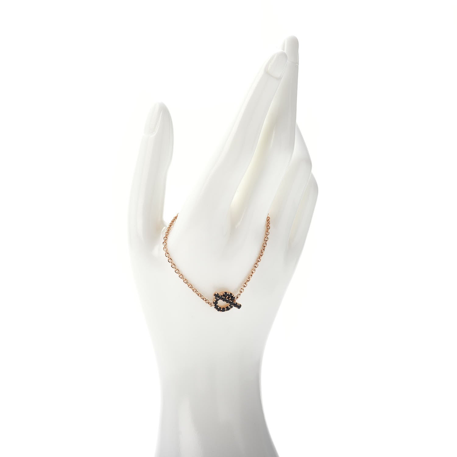 Hermes 18K Rose Gold Black Spinel Finesse Bracelet SH 2 of 5