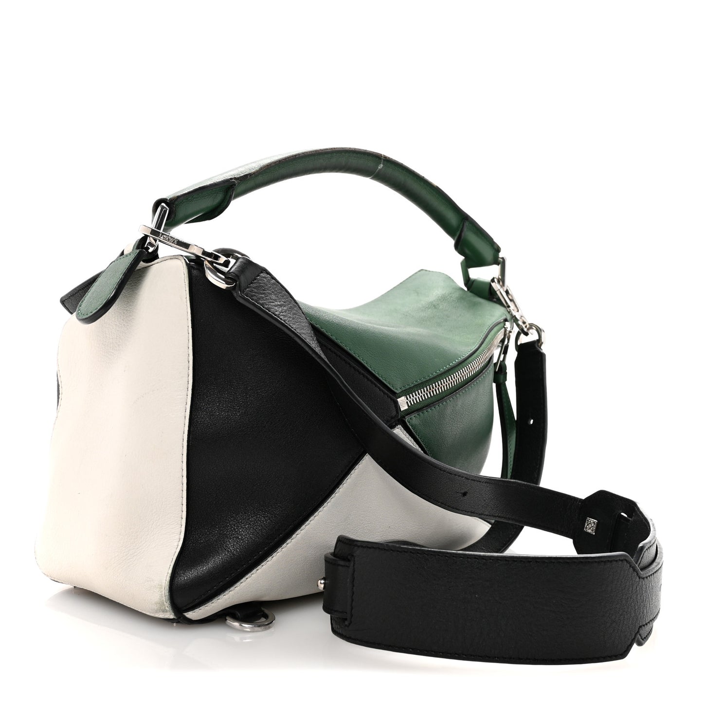 Calfskin Medium Puzzle Bag Sea Water Green White Black