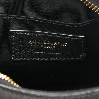 Saint Laurent Grain De Poudre Matelasse Chevron Quilted Round Vinyle Camera Bag Black 6 of 11