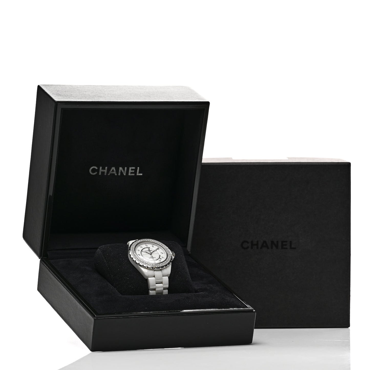 Stainless Steel Ceramic Diamond Pave Bezel 42mm J12 Automatic Watch White