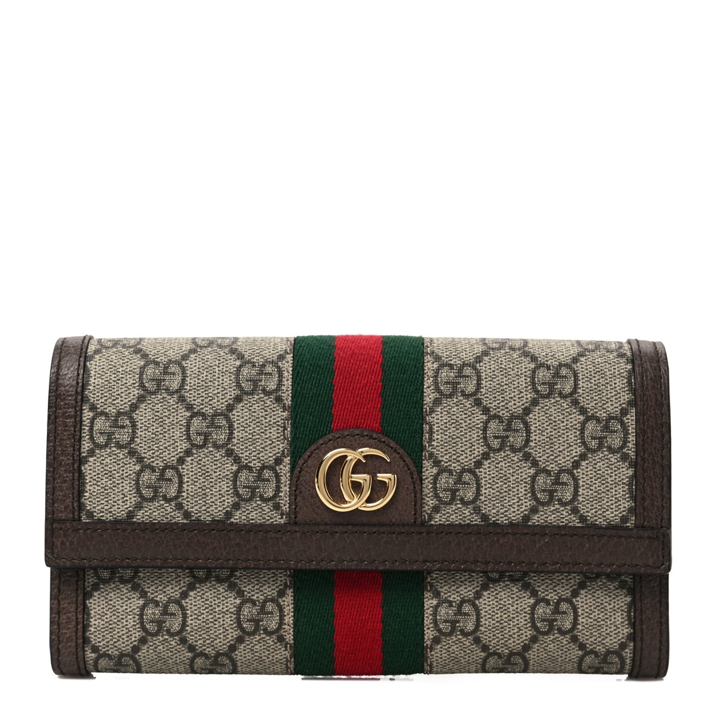 GG Supreme Monogram Web Ophidia Continental Wallet Brown