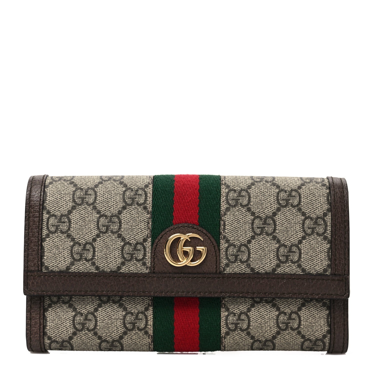 Gucci GG Supreme Monogram Web Ophidia Continental Wallet Brown 1 of 8