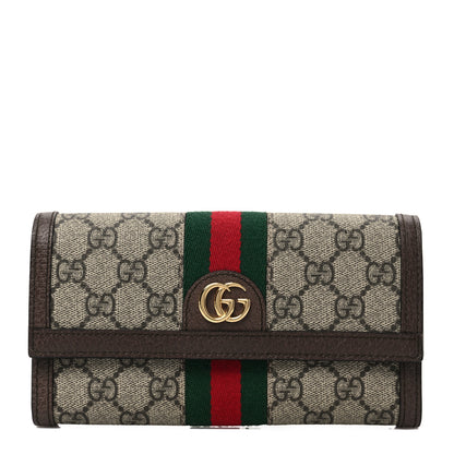 Gucci GG Supreme Monogram Web Ophidia Continental Wallet Brown 1 of 8