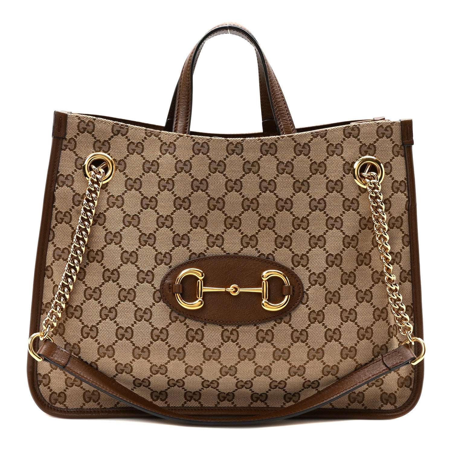 Gucci Monogram Calfskin Medium Horsebit 1955 Tote Bag Beige Brown Sugar 1 of 10
