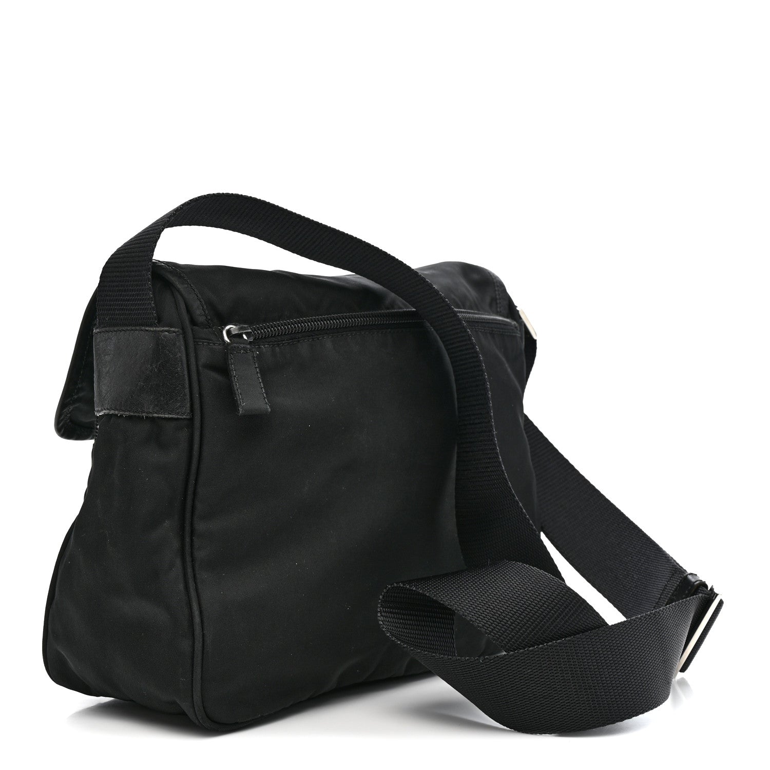 Prada Nylon Vela Saffiano Single Buckle Messenger Shoulder Bag Black 3 of 17