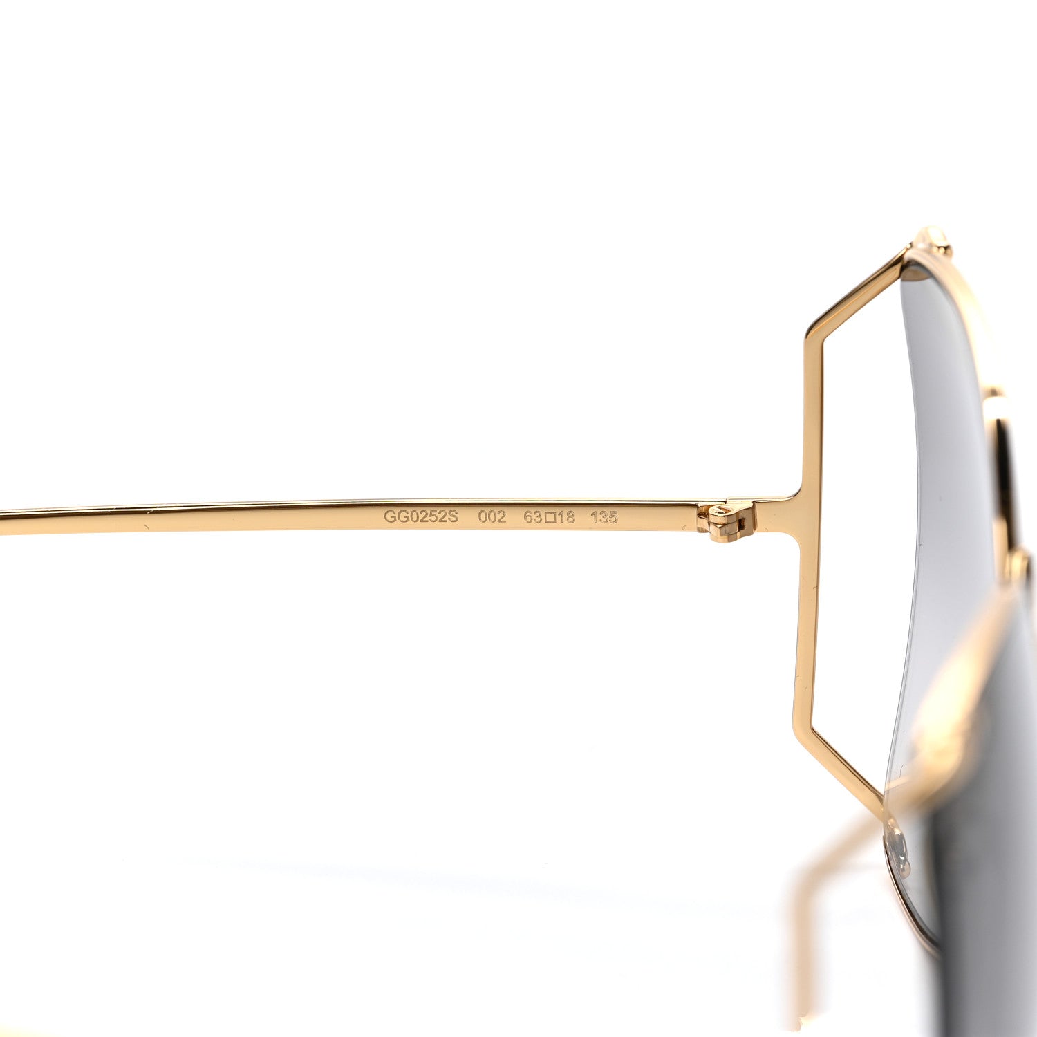 Gucci Oversized Round Sunglasses GG0252S Gold 7 of 7