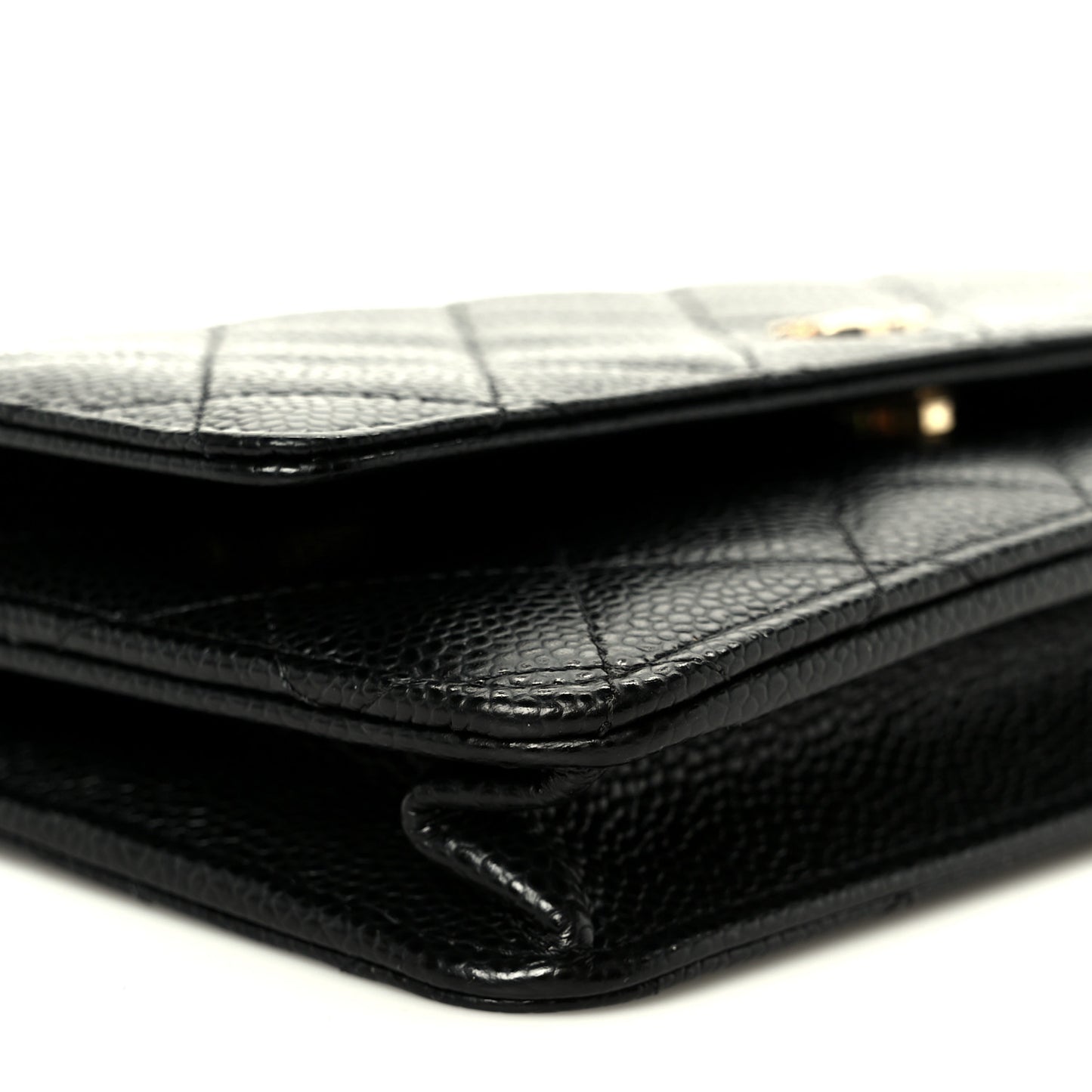 Caviar Quilted Wallet on Chain WOC Black