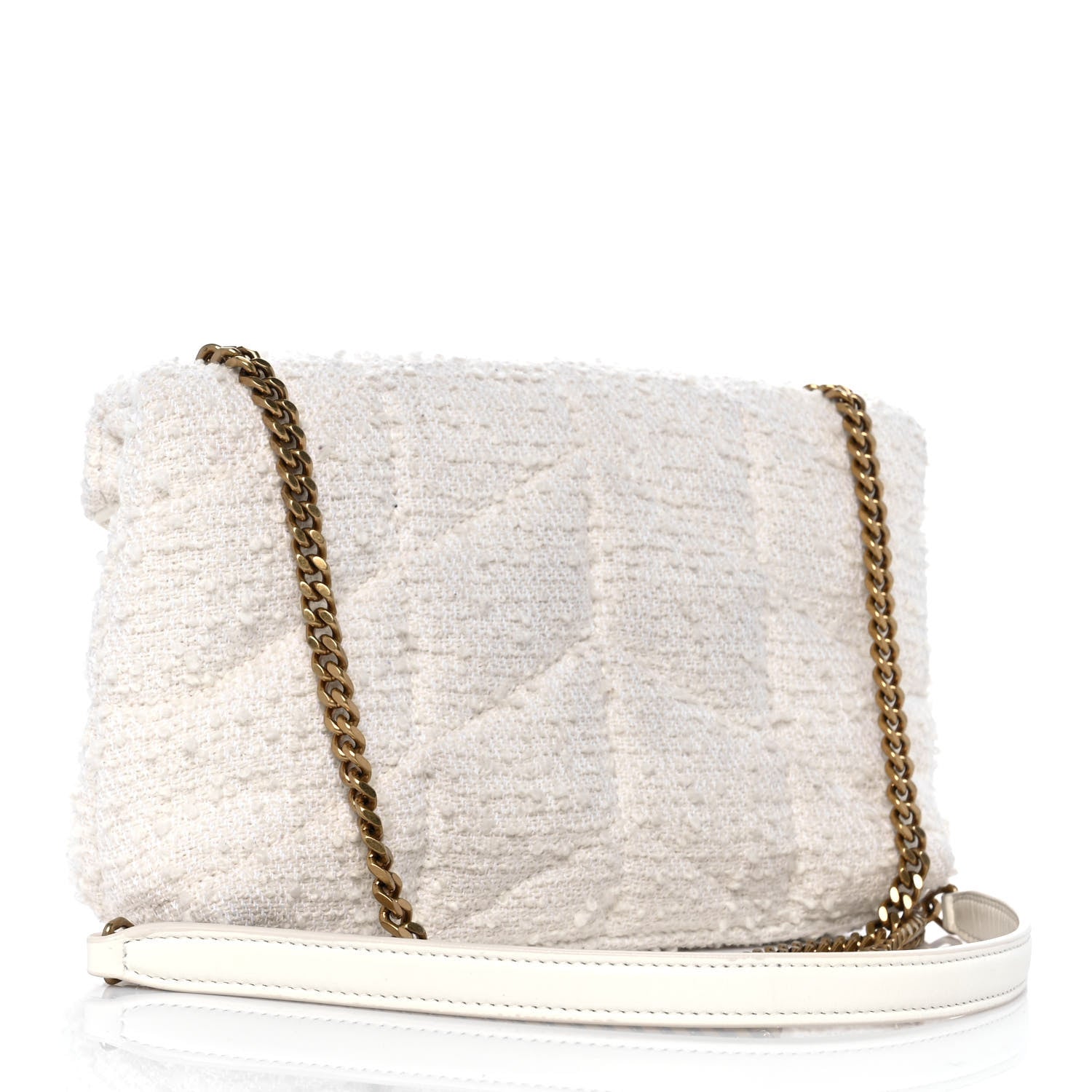 Saint Laurent Boucle Tweed Quilted Toy Loulou Puffer Monogram Chain Satchel Crema Soft 3 of 10