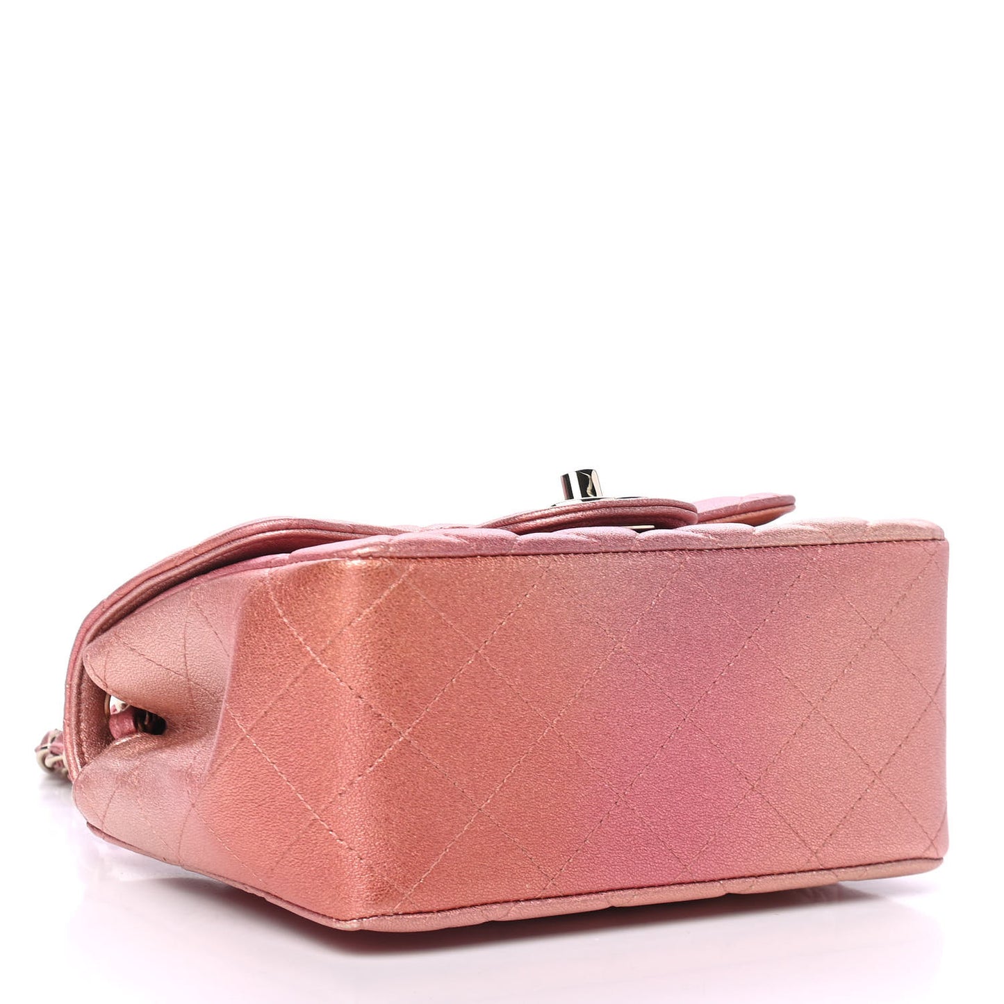 Metallic Lambskin Quilted Ombre Mini Square Flap Pink