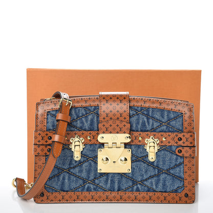 Louis Vuitton Denim Calfskin Malletage Trunk Clutch Light Blue 9 of 9