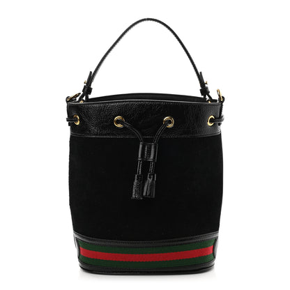 Gucci Suede Patent Web Small Ophidia Bucket Bag Black 1 of 11